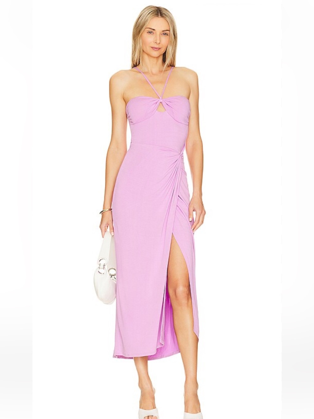 l*space Lavender Twist-Front Midi Dress with Slit